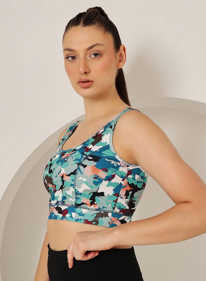 Clovia Medium Impact Padded Camouflage Print Sports Bra - Image 4