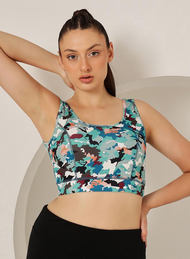 Clovia Medium Impact Padded Camouflage Print Sports Bra - Image 3