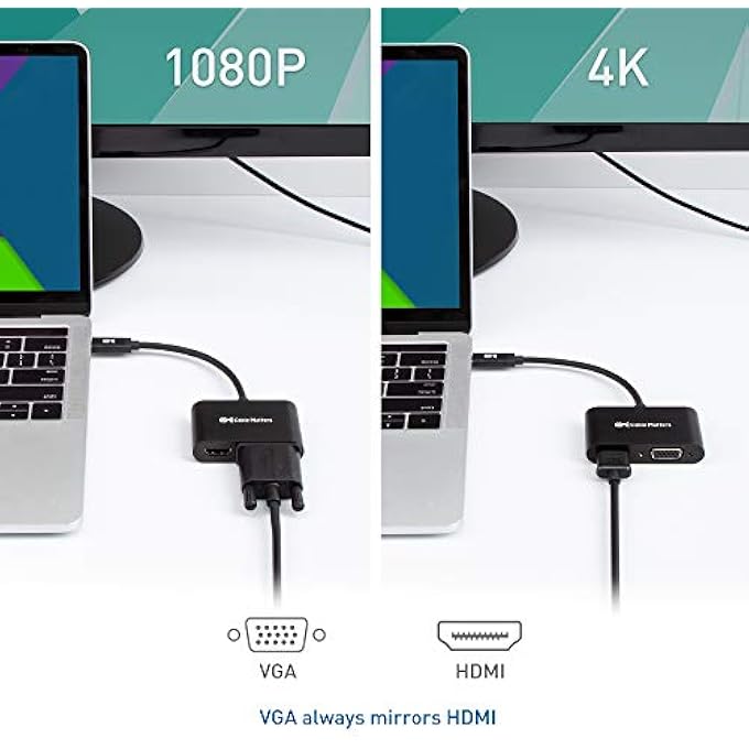 Cable Matters ALUMINUM USB C TO HDMI VGA ADAPTER FOR SURFACE PRO 7 MACBOOK PRO DELL XPS 13 AND MORE - THUNDERBOLT 3 PORT COMPATIBLE - Image 2