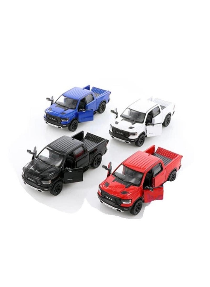 كين سمارت شاحنة بيك أب رام 1500 موديل 2019 مصبوبة بمقياس 1:46 - عبوة من 12 قطعة - آلية سحب للخلف، أبواب تفتح، نموذج سيارة قابل للتجميع للأطفال والكبار - Image 2