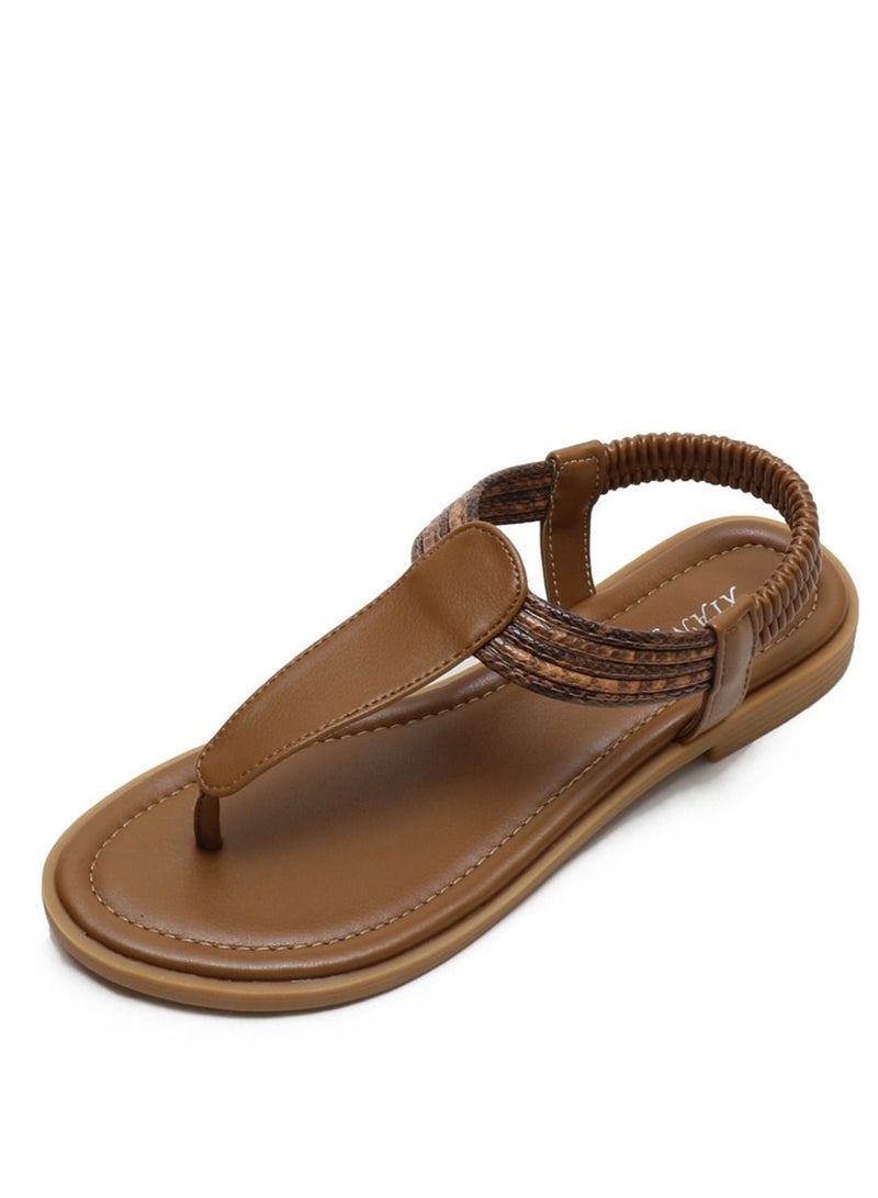 Loquat Vintage leisure Flat Sandals Sandals 2CM Brown  - Image 1