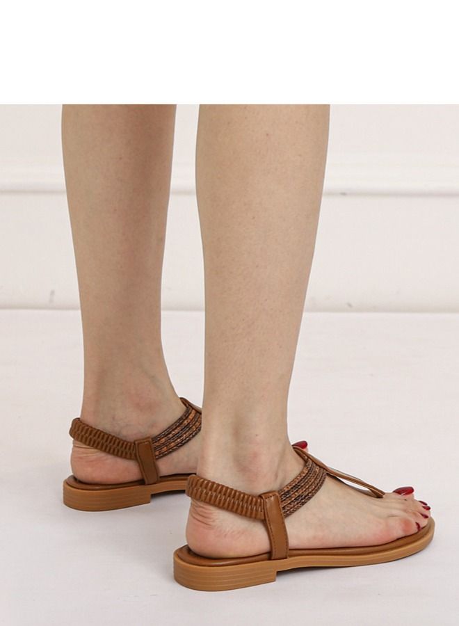 Loquat Vintage leisure Flat Sandals Sandals 2CM Brown  - Image 2