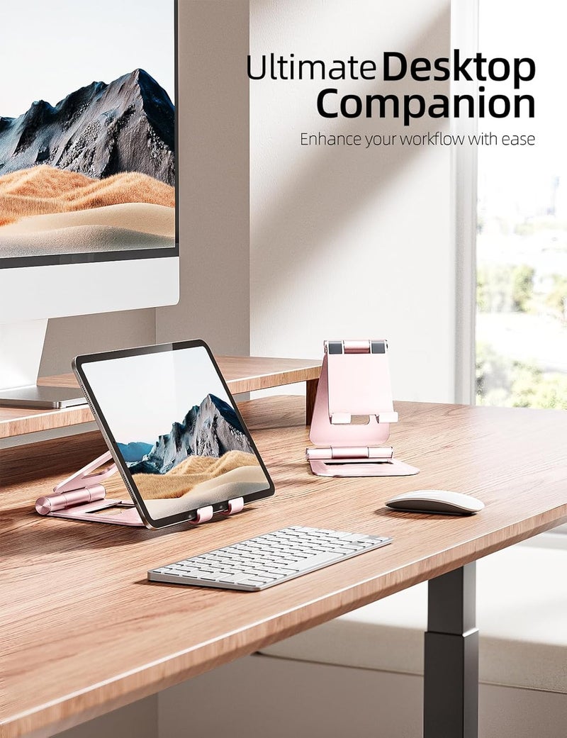 nulaxy Aluminum Dual Foldable iPad Stand, Fully Adjustable Desktop Tablet Holder, Tablet Accessories for Office Kindle Compatible with Mobile Devices iPad Pro/Air/Mini, iPhone Pro/Max/Plus, Rose Gold - Image 5