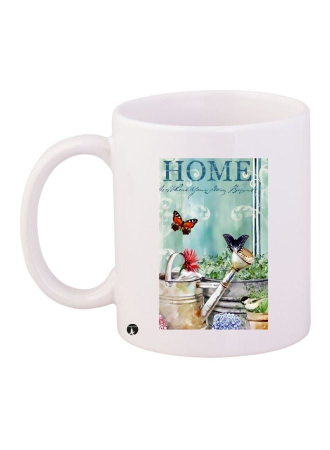 Butterflies Printed Coffee Mug White/Blue/Red 11ounce