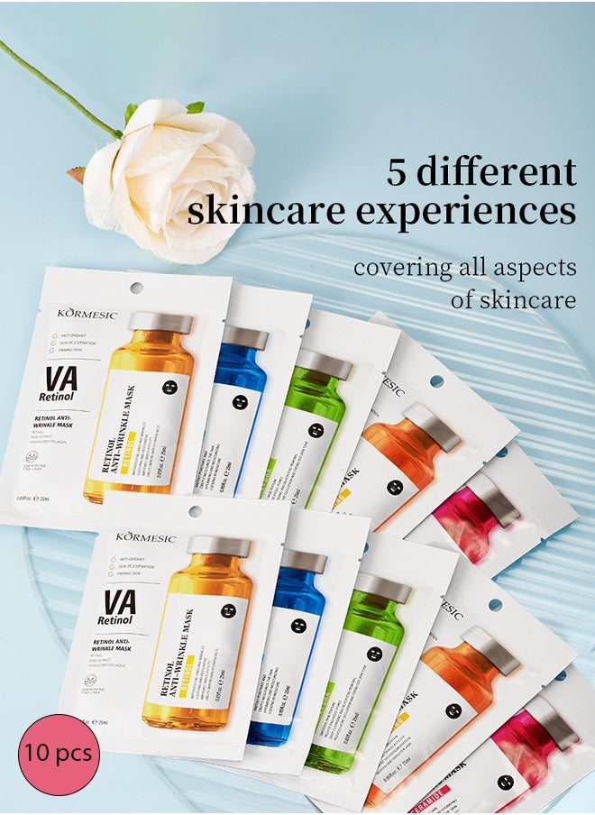 Kormesic 10 Piece Gift Sets Facial Mask With Vitamin C for Hydration and Moisturization Whiten and Brighten Suitable for Daily Care and Gifts  - Image 2