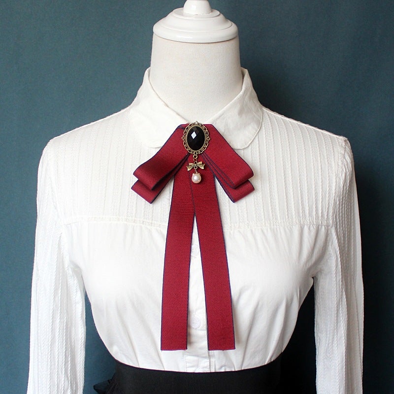 Solid Casual Ribbon Bow Tie Unisex Shirt Accessory 11-Dark Wine Red