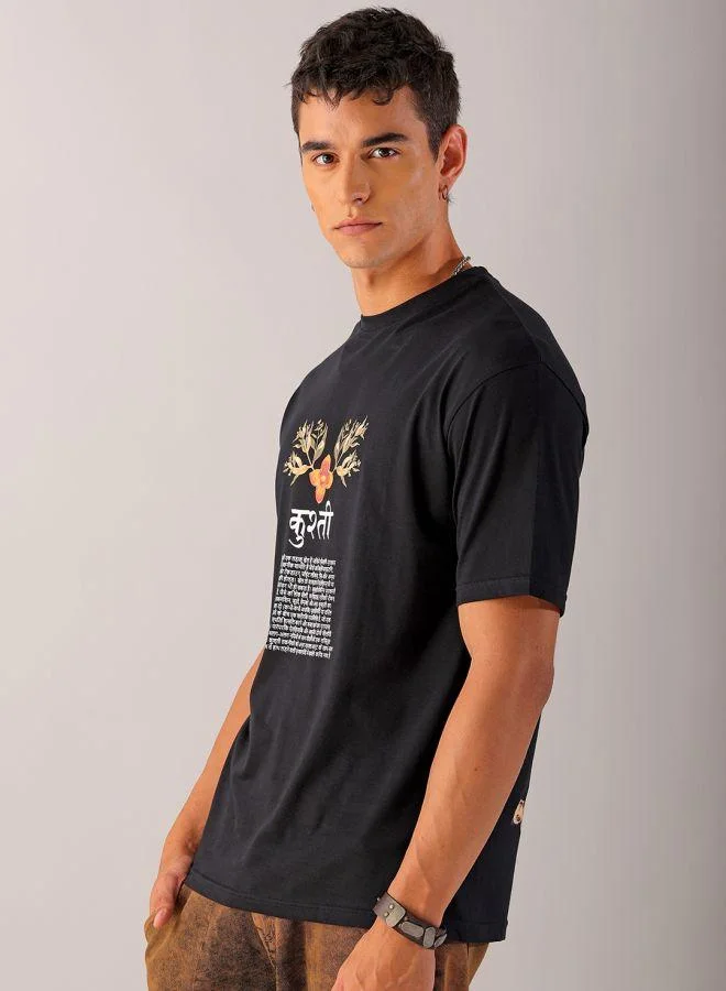 The Indian Garage Co Men Boxy Oversized Graphic Back Printed Round Neck Tshirt