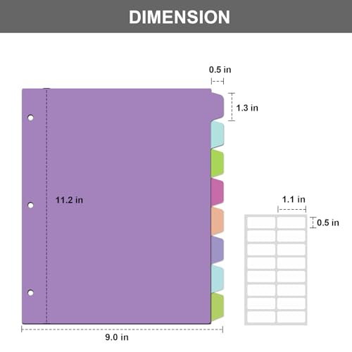 habgp 16Pcs/2 Set Binder Dividers with Tabs, 8 Color Tab for 3 Ring Binder Dividers, Page Folder Dividers for 3 Ring Binder Sheet Paper Protectors, Plastic Tabbed File Dividers with Tabs S099 - Image 3