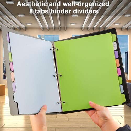 habgp 16Pcs/2 Set Binder Dividers with Tabs, 8 Color Tab for 3 Ring Binder Dividers, Page Folder Dividers for 3 Ring Binder Sheet Paper Protectors, Plastic Tabbed File Dividers with Tabs S099 - Image 5