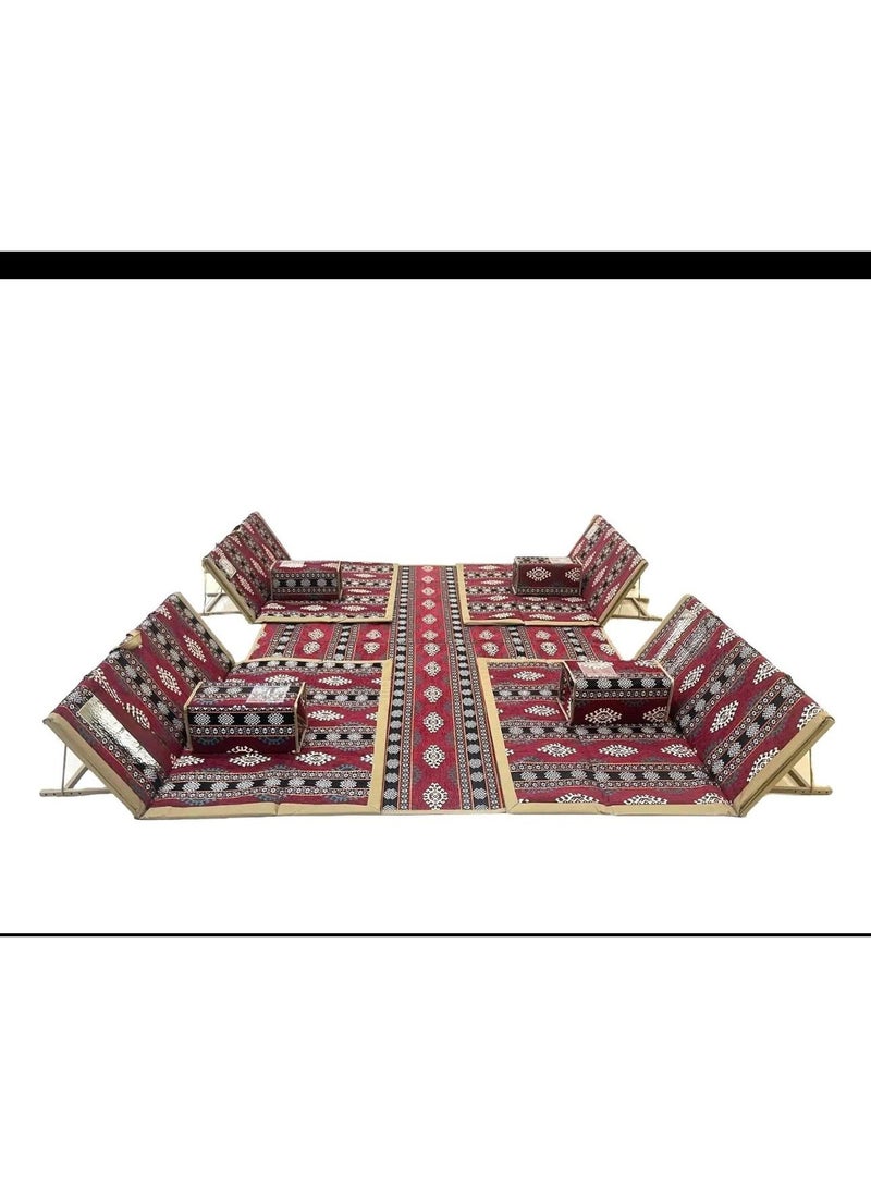 مجموعة سجادات أرضية قابلة للطي للتخييم باللغة العربية مع 4 وسائد كرسي قابلة للطي - Image 1