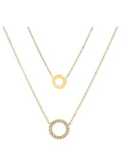 KAAF CREATIONS Kaaf creations Stainless steel 18K gold plated round zircon 2 necklace 36+5cm  - Image 1