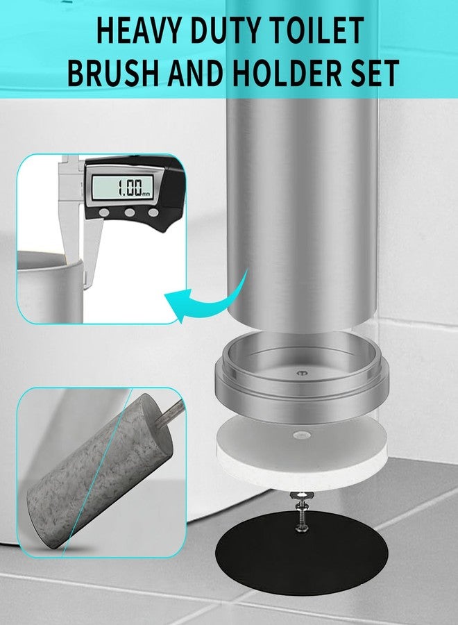 YDSluock Brushed Nickel Toilet Brush and Holder Set,304 Stainless Steel Toilet Brush for Bathroom with Long Handle, Heavy Duty Toilet Bowl Brush,Removable Inner Bowl and Splash Protection,Deep Cleaning - Image 3