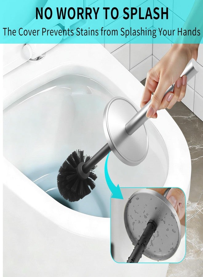 YDSluock Brushed Nickel Toilet Brush and Holder Set,304 Stainless Steel Toilet Brush for Bathroom with Long Handle, Heavy Duty Toilet Bowl Brush,Removable Inner Bowl and Splash Protection,Deep Cleaning - Image 4