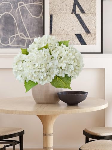 ZYTUYO 20 inches 4 Pcs Ivory White Real Touch Hydrangea Artificial Flowers Boho Lifelike Real Looking Latex Hydrangeas Flower with Long Stem for Home Decor Spring Table Centrepiece - Image 3