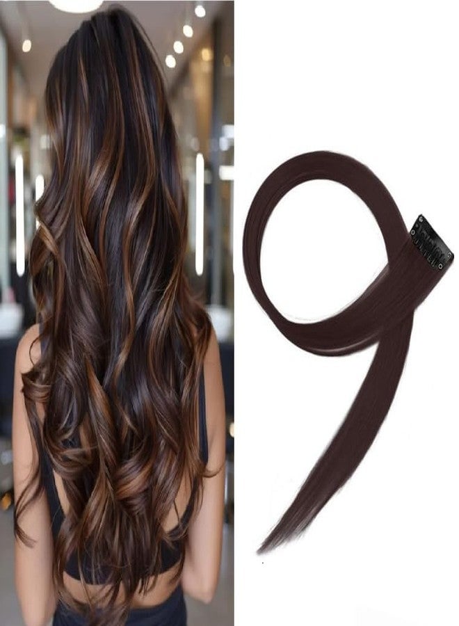 VIVIAN 2 Pcs Single Clip Synthetic Hair Side Covers Up Extension/Patch For Women, 20 Inch (Brown) (Pack of 2) - Image 1