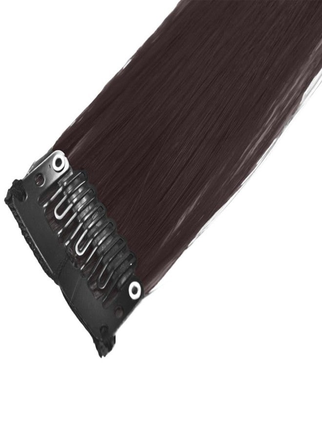 VIVIAN 2 Pcs Single Clip Synthetic Hair Side Covers Up Extension/Patch For Women, 20 Inch (Brown) (Pack of 2) - Image 3