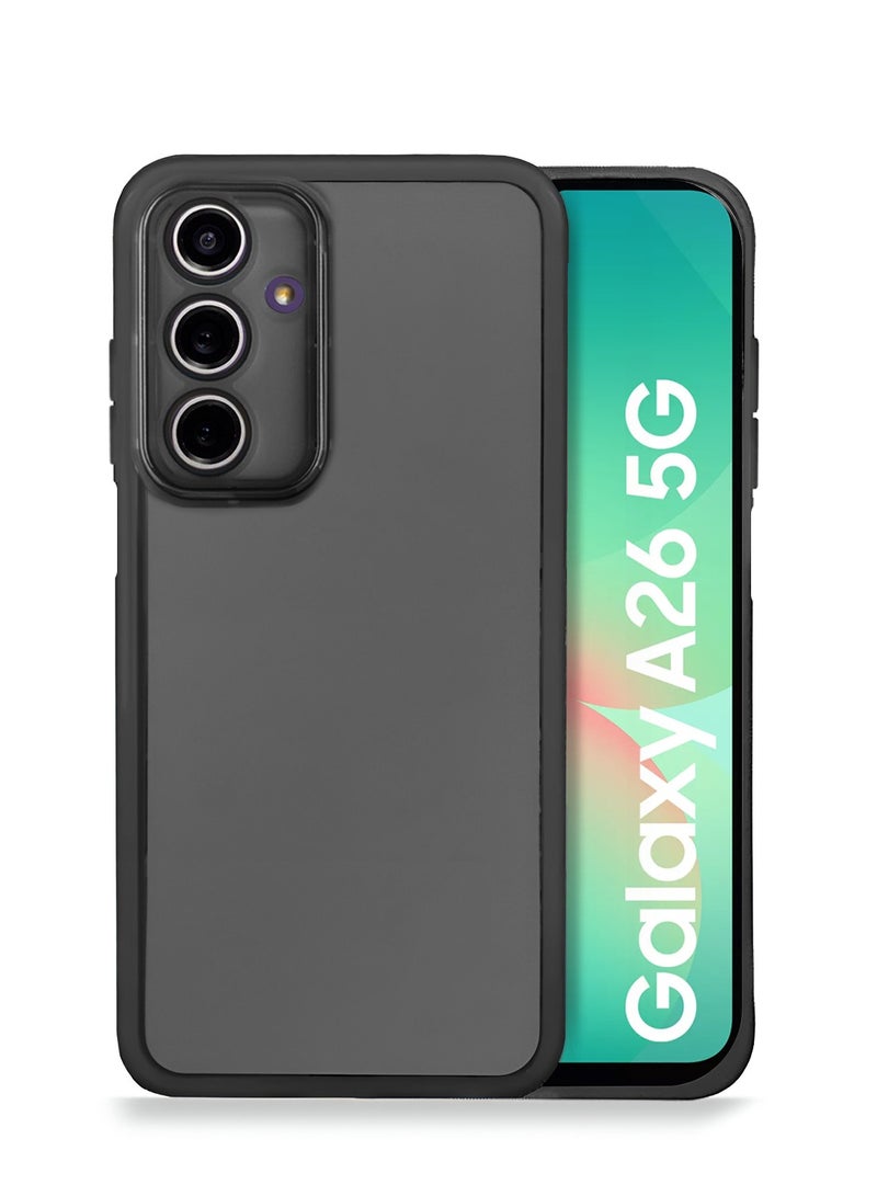 Wtech Samsung Galaxy A26 5G 2024 Soft Transparent TPU Silicone Ultra Thin Phone Stylish Electroplated Camera Border Back Case Cover - Black - Image 1