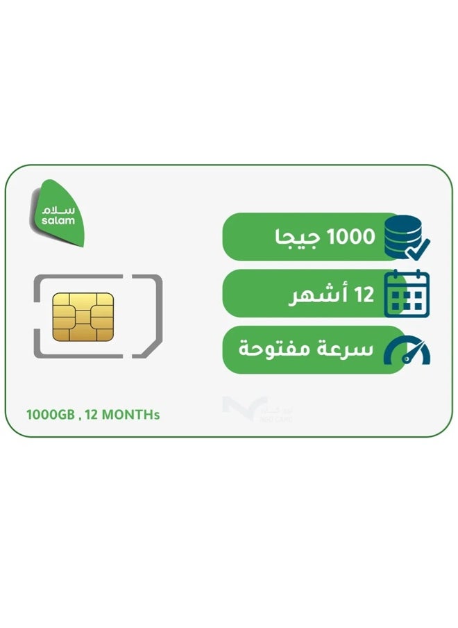 salam Salam Data SIM Card | 1000 GB Package for One Year | Sim card Work on the mobile phone and the router, and supports the 5G network.  - Image 1