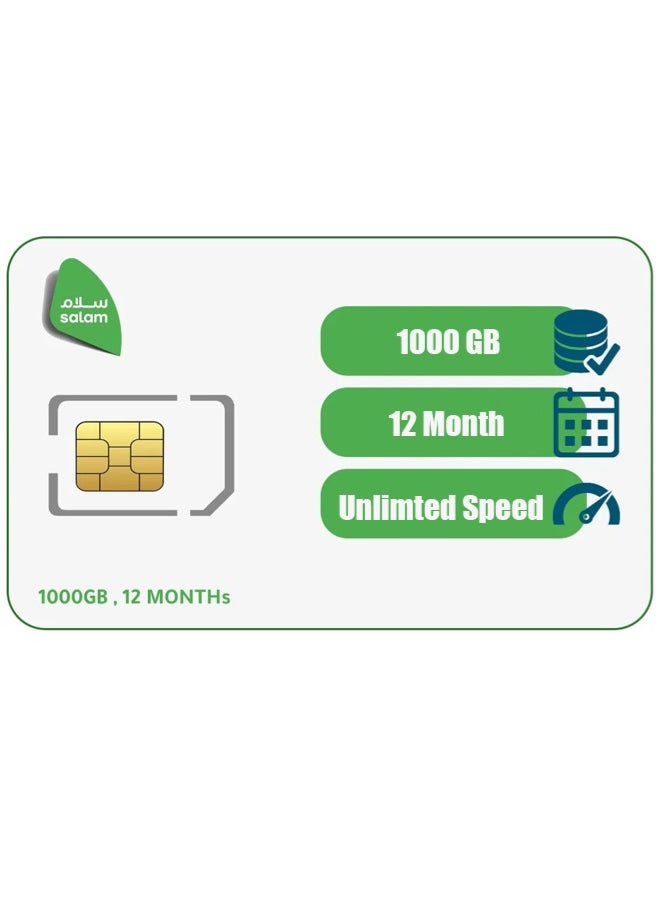 salam Salam Data SIM Card | 1000 GB Package for One Year | Sim card Work on the mobile phone and the router, and supports the 5G network.  - Image 2