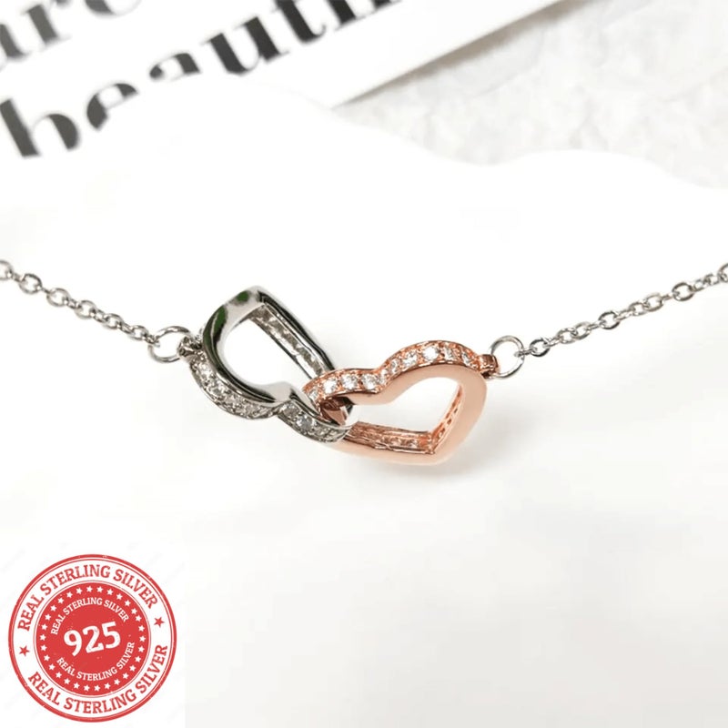 LOTUS-A Silver Necklace Daughter Gifts from Dad - S925 Interlock Heart Necklace with a Message Card Present to My Grown Teen Girls from Father on Daughter's Mother's Day Christmas Birthday Graduation - Image 2