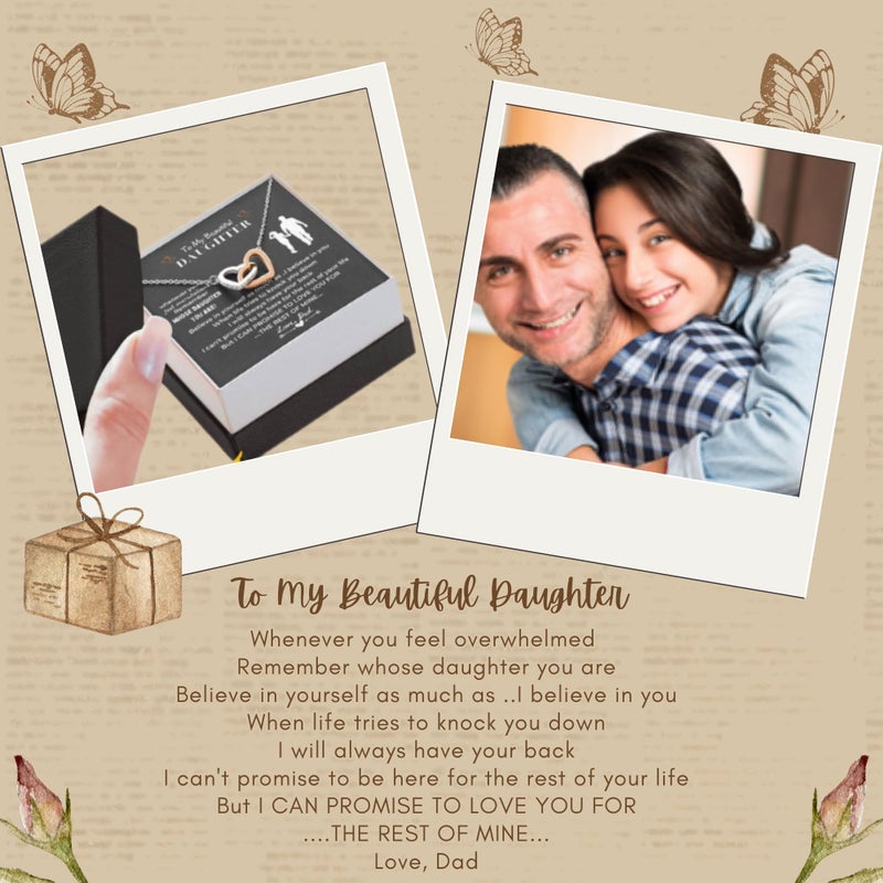 LOTUS-A Silver Necklace Daughter Gifts from Dad - S925 Interlock Heart Necklace with a Message Card Present to My Grown Teen Girls from Father on Daughter's Mother's Day Christmas Birthday Graduation - Image 3