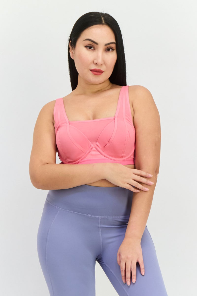 Adidas Women Lightly Padded Underwire Sports Bra, Pink - Image 1