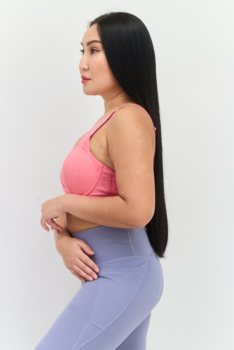 Adidas Women Lightly Padded Underwire Sports Bra, Pink - Image 4