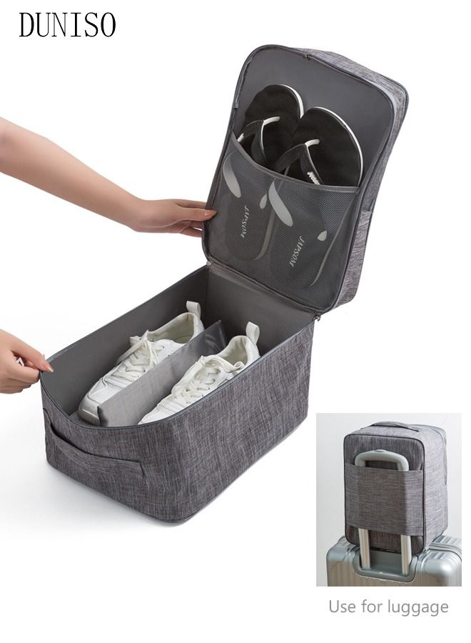 DUNISO Shoe Bags for Travel Holds 3 Pair of Shoes Storage Organizer Travel Bag for Packing Travel Essentials for Flying Carry on Luggage Travel Accessories Grey - Image 1