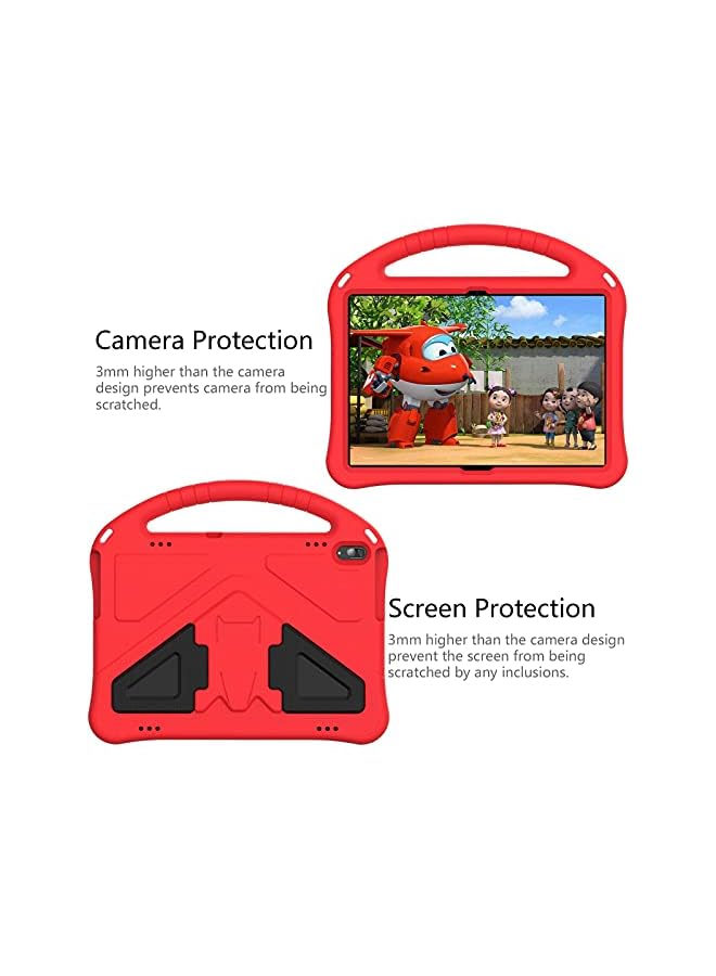 سيوسي حافظة كمبيوتر لوحي لجهاز Lenovo Tab M10 Hd Tb X505F Tb X505L للأطفال متينة وخفيفة الوزن ومقاومة للصدمات ومقبض واقٍ لهاتف Lenovo Tab M10 مقاس 10.1 بوصة، حافظة شاملة مضادة للسقوط باللون الأحمر - Image 3