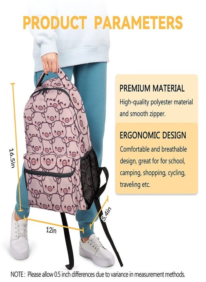 AIOMXZZ Pig Backpack Gifts, 16 Inch Cute Pig Bookbag Durable, Lightweight, Large Capacity, Funny Animal Backpack for School - Image 2
