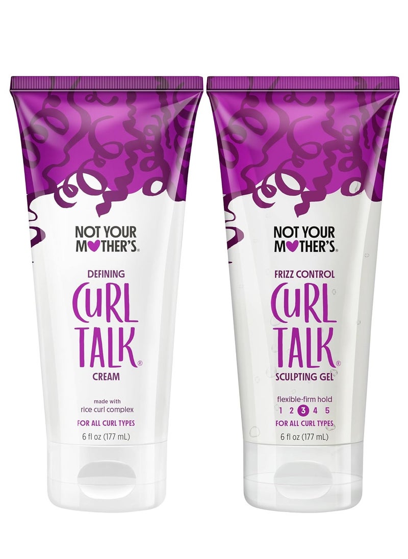 Not Your Mother's - Not Your Mother's Curl Talk Frizz Control Sculpting Gel & Defining Cream (2-Pack) - 6 fl oz - Formulated with Rice Curl Complex - All Curl Types - Image 1