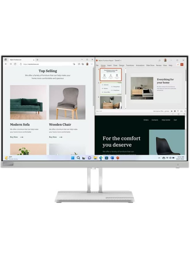 L27e-40 27" FHD VA Monitor, 100Hz (HDMI) Refresh Rate & 4ms Response Time, AMD FreeSync Technology 72% NTSC Color Gamut, 100mm VESA Mountable, Tilt Stand, HDMI1.4 / VGA, 67ACKAC4AE Cloud Grey