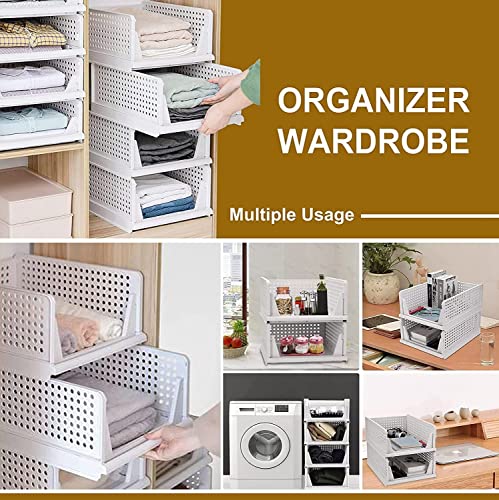 HOMIFLY 3 Tier Foldable Plastic Kitchen Cupboard/Cloth Rack for Storage/Versatile and Sturdy Wardrobe for Clothes/Storage Organizer/Closet for Bedroom/Living Room/Laundry Room/Study(White) - Image 5