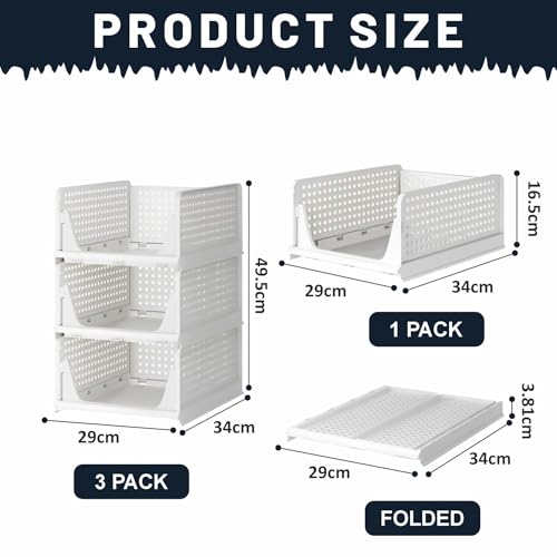 HOMIFLY 3 Tier Foldable Plastic Kitchen Cupboard/Cloth Rack for Storage/Versatile and Sturdy Wardrobe for Clothes/Storage Organizer/Closet for Bedroom/Living Room/Laundry Room/Study(White) - Image 3