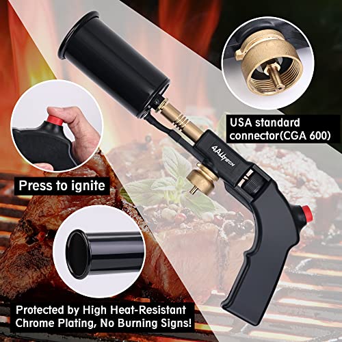 4ALLTECH Heavy-Duty Propane/MAPP Torch Kit - 4ALLTECH 2000°F Adjustable Culinary Blow Torch for Searing Steak, Creme Brulee, Campfire & Grill Ignition - Image 3