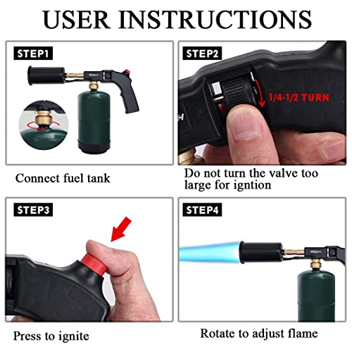 4ALLTECH Heavy-Duty Propane/MAPP Torch Kit - 4ALLTECH 2000°F Adjustable Culinary Blow Torch for Searing Steak, Creme Brulee, Campfire & Grill Ignition - Image 5