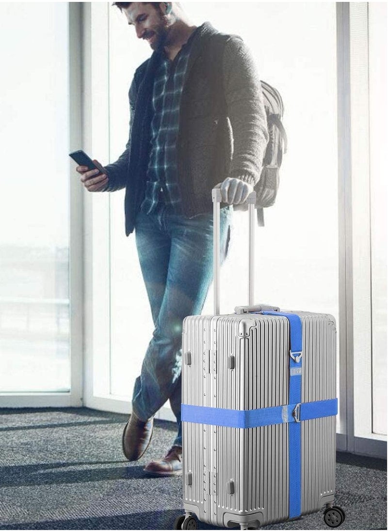 SYOSI Luggage Straps, Suitcase Bungee Belts, Adjustable Suitcase Belts Travel Accessories, Packing Straps Travel Belts Accessories for Business Traveling Packing, L and S size, 2Pack Blue  - Image 4