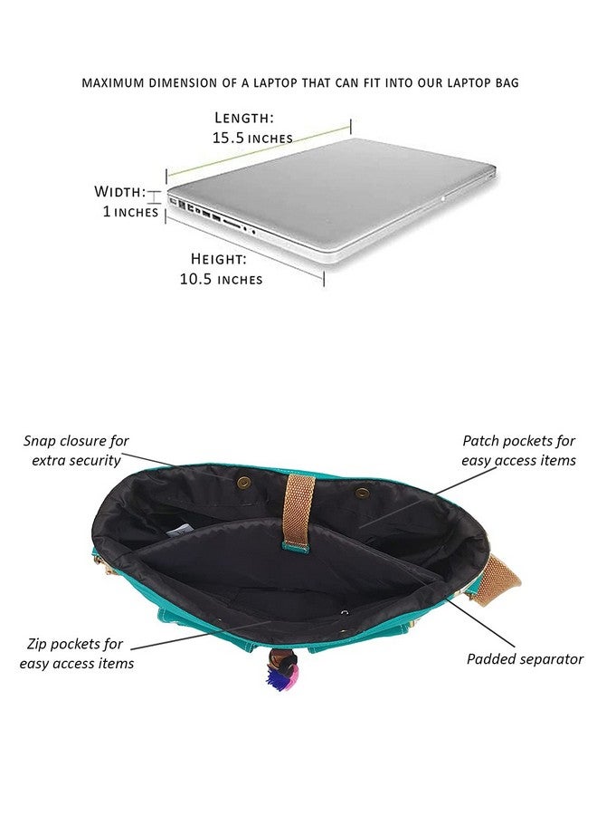 ذا هاوس أوف تارا حقيبة رسول من هاوس أوف تارا للنساء | حقيبة رسول للكمبيوتر المحمول باللون الأخضر مصنوعة من القماش | تناسب الكمبيوتر المحمول/ماك بوك حتى 15.6 بوصة | حقيبة كروس بودي للسيدات تأتي مع جيبين خارجيين - Image 5