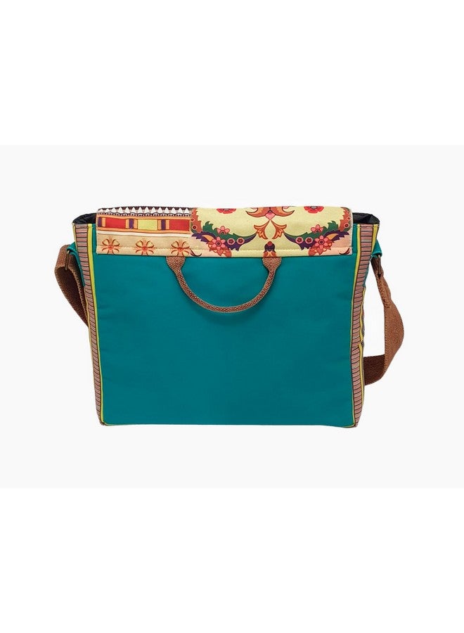 ذا هاوس أوف تارا حقيبة رسول من هاوس أوف تارا للنساء | حقيبة رسول للكمبيوتر المحمول باللون الأخضر مصنوعة من القماش | تناسب الكمبيوتر المحمول/ماك بوك حتى 15.6 بوصة | حقيبة كروس بودي للسيدات تأتي مع جيبين خارجيين - Image 4