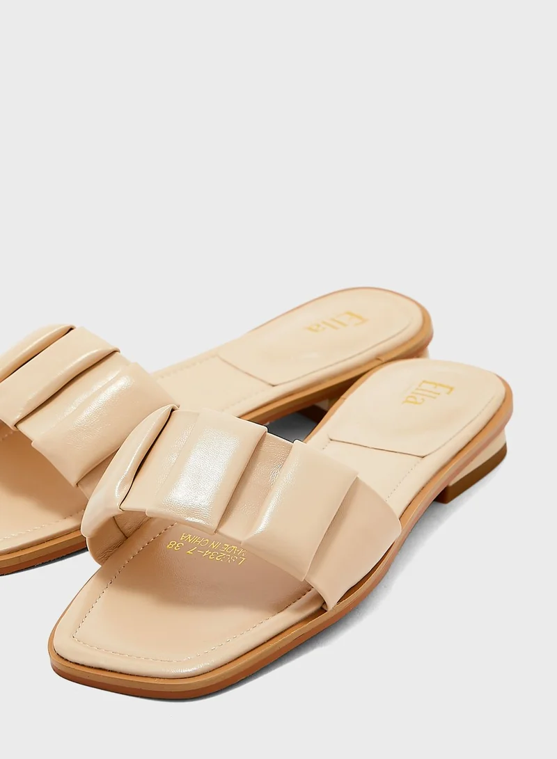 ELLA Waved Strap Flat Sandals