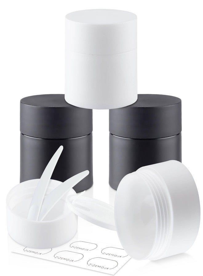 ZIZEMOJA Travel Size Containers, Small Plastic Containers with Lids, 20 Gram Travel Container for Creams, Lotion, Toiletries, Makeup (2PCS Black and 2PCS White Plastic Jars) - Image 1