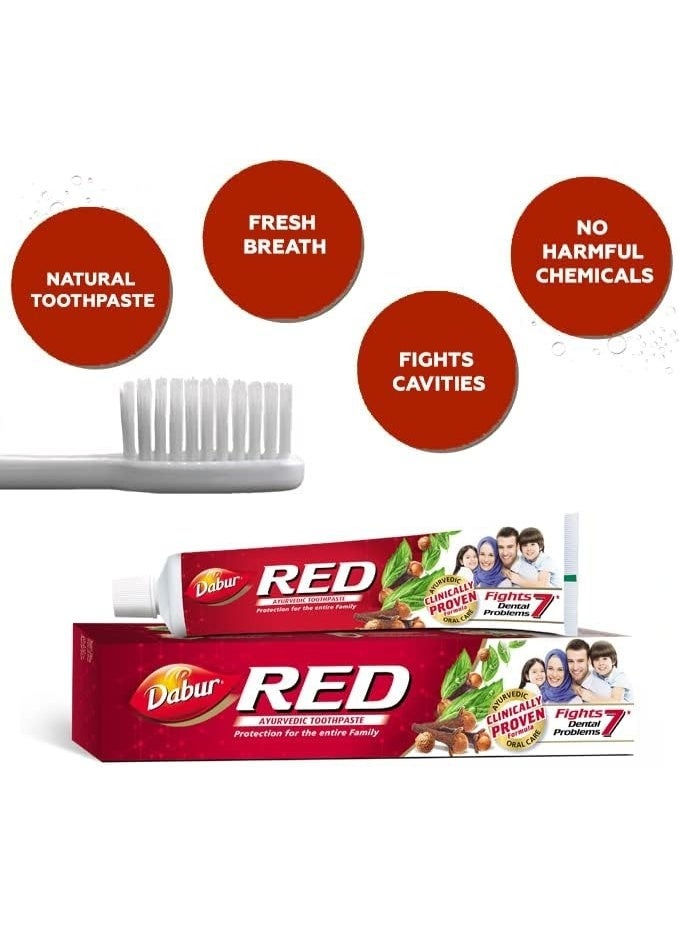 دابر معجون أسنان دابور ريد الأيورفيدي للأسنان واللثة، ١٠٠ غرام | غني بمكونات أيورفيدية فعّالة | للثة صحية وأسنان قوية - Image 2