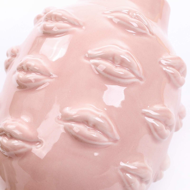 Romehaha Ceramic Body Vase, Lips Vase Table Decor Modern Farmhouse Decor Flower Vase for Home Office Shops 6.5X4.72Inch(Pink) - Image 5