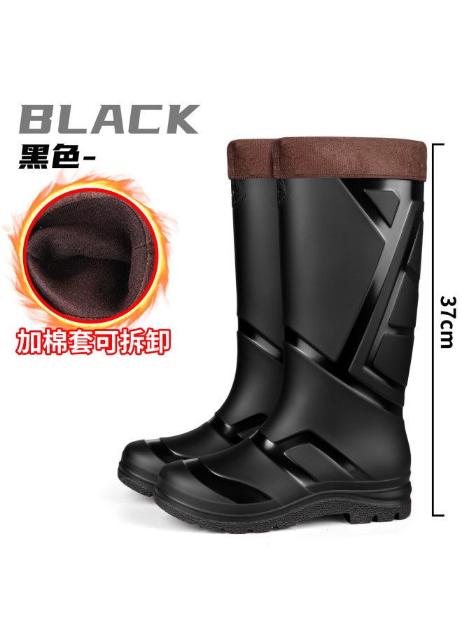 High-top Men's Rain Boots, Waterproof, Non-slip, Wear-resistant, With Rubber Sole, Suitable For Outdoor Fishing And Camping, Thickened Labor Protection Rubber Shoes