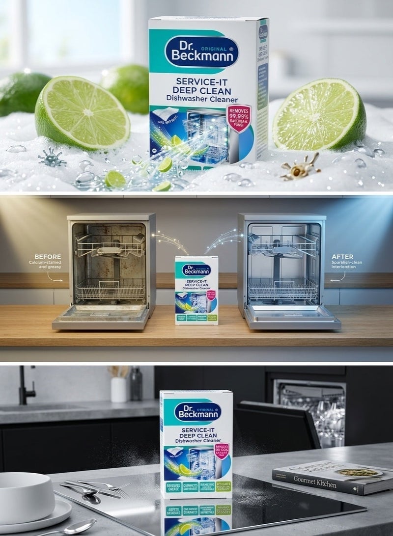 Dr. Beckmann Service-It Deep Clean Dishwasher Cleaner 75g with Wet Wipe for Removing Grease, Food Residue, Limescale & Unpleasant Odors, Helping Maintain Dishwasher Hygiene - Image 3