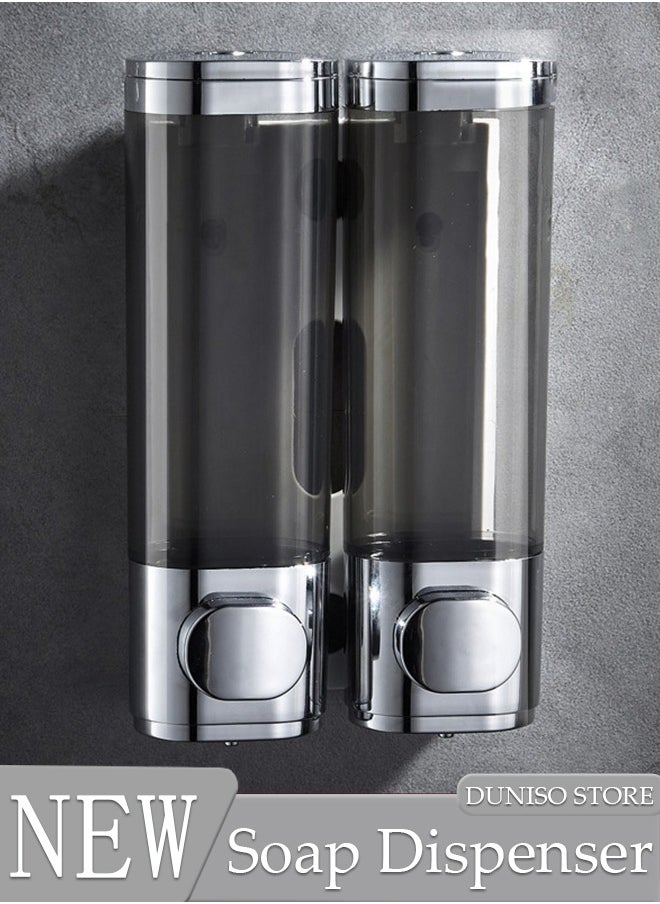 DUNISO 2pcs Shower Shampoo Soap Dispenser for Shower Wall Chamber No Drill Wall-Mounted Shower Pump Soap Dispenser Shampoo Box Lotion Shower Gel Container Dispenser for Toilet Bathroom Hotel  - Image 1