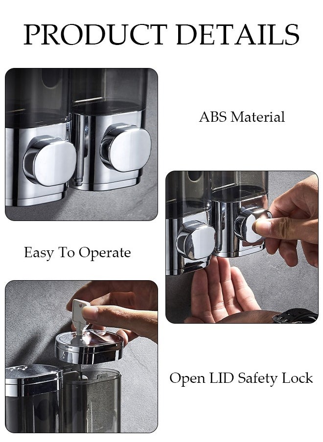 DUNISO 2pcs Shower Shampoo Soap Dispenser for Shower Wall Chamber No Drill Wall-Mounted Shower Pump Soap Dispenser Shampoo Box Lotion Shower Gel Container Dispenser for Toilet Bathroom Hotel  - Image 5