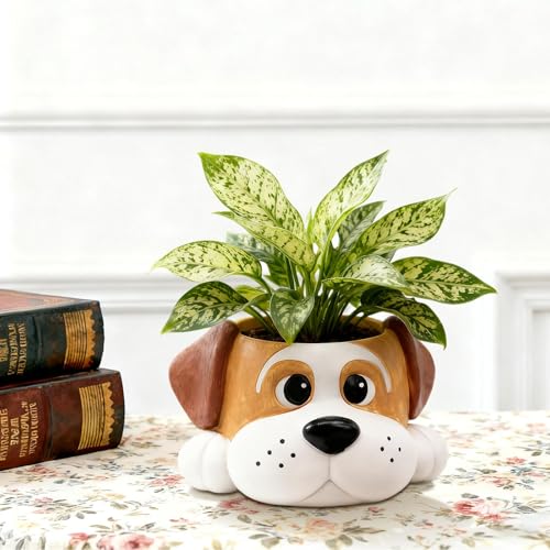 Toparad Dog Resin Planter Pot - Funny Animal Plant Pots for Home Office Decor, Cute Flower Pot with Drainage Hole for Indoor Outdoor Plants, Unique Succulent Pots Gift IdeaI for Plant Lovers - Image 2