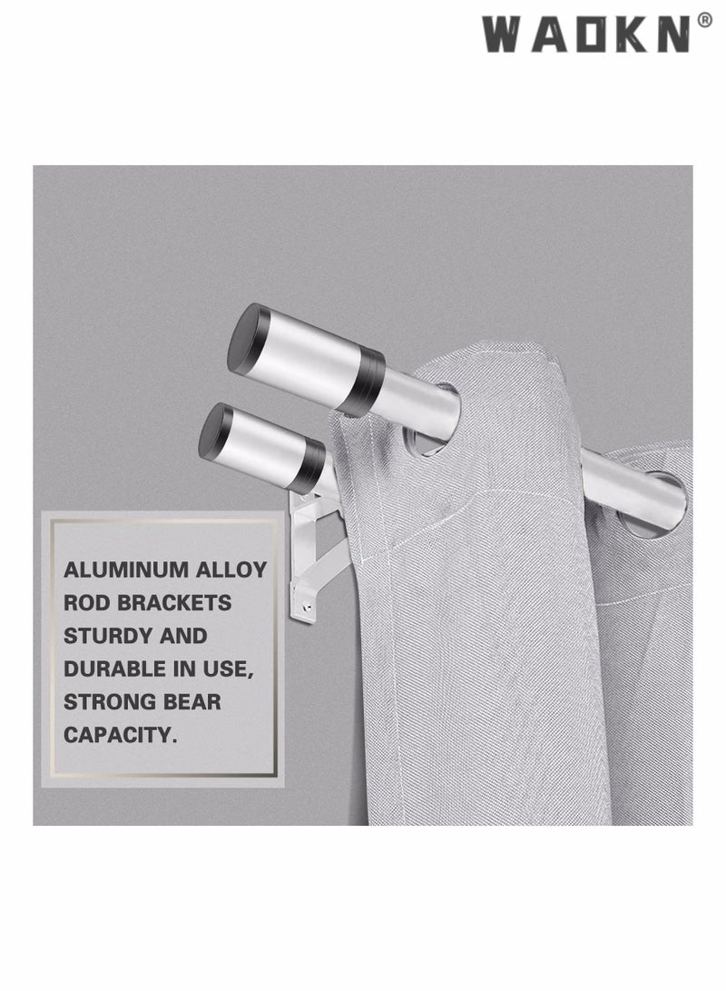 Curtain Rod Bracket, Heavy Duty Curtain Rod Holders for Drapes Wall Heavy Duty, Single Decorative Drapery Rod Hooks Hanger Fit for 1 to 1.2 Inch Drapes Rod,Easy to Install,White (Set of 4)