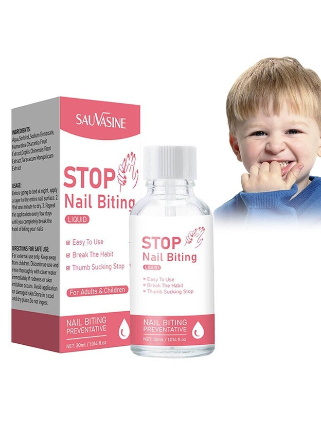 SAUVASINE Stop Nail Biting Liquid，Nail Biting Treatment for Kids, Natural Thumb Sucking Pain Relief for Kids, Bitters, Plant Extracts 30ml - Image 1